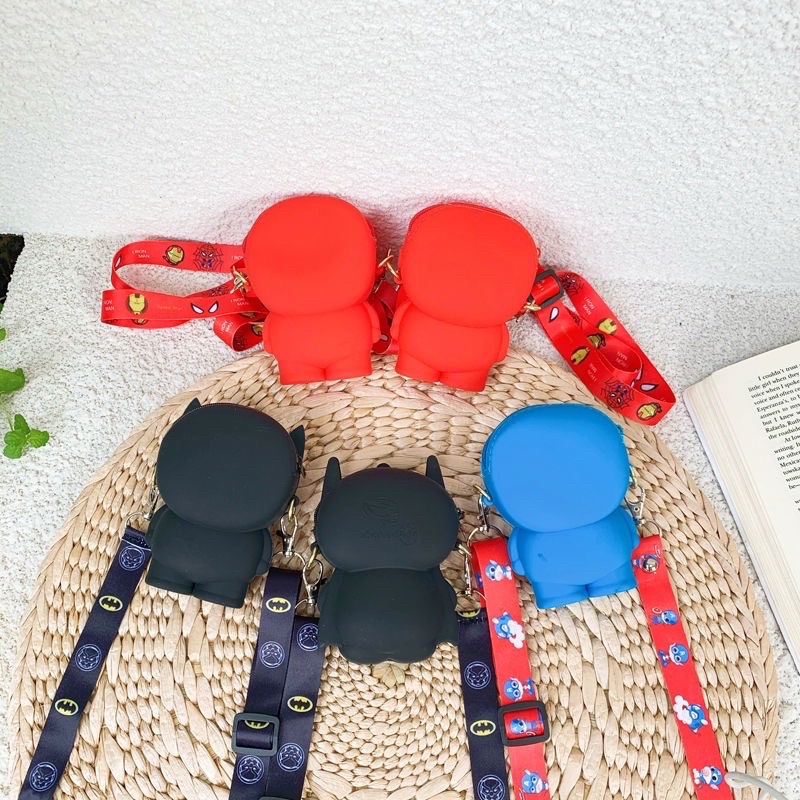 Túi Đeo Chéo Mini Cho Bé - Túi Silicon Thiết Kế Họa Tiết Người Nhện, Siêu Anh Hùng, Mickey Dễ Thương, Cute Cho Bé