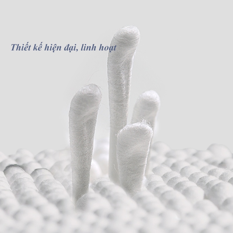 Bông tăm ngoáy tai, vệ sinh mũi cho trẻ sơ sinh 2 đầu tiện lợi Misuta hộp 400 que hoàn toàn từ bông xơ tự nhiên