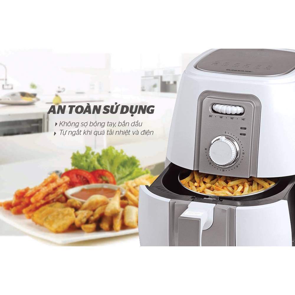 Nồi chiên không dầu Sunhouse 3.0L - 4,5L chống dính giảm 80% chất béo tự động ngắt khi quá nhiệt - HAPOS