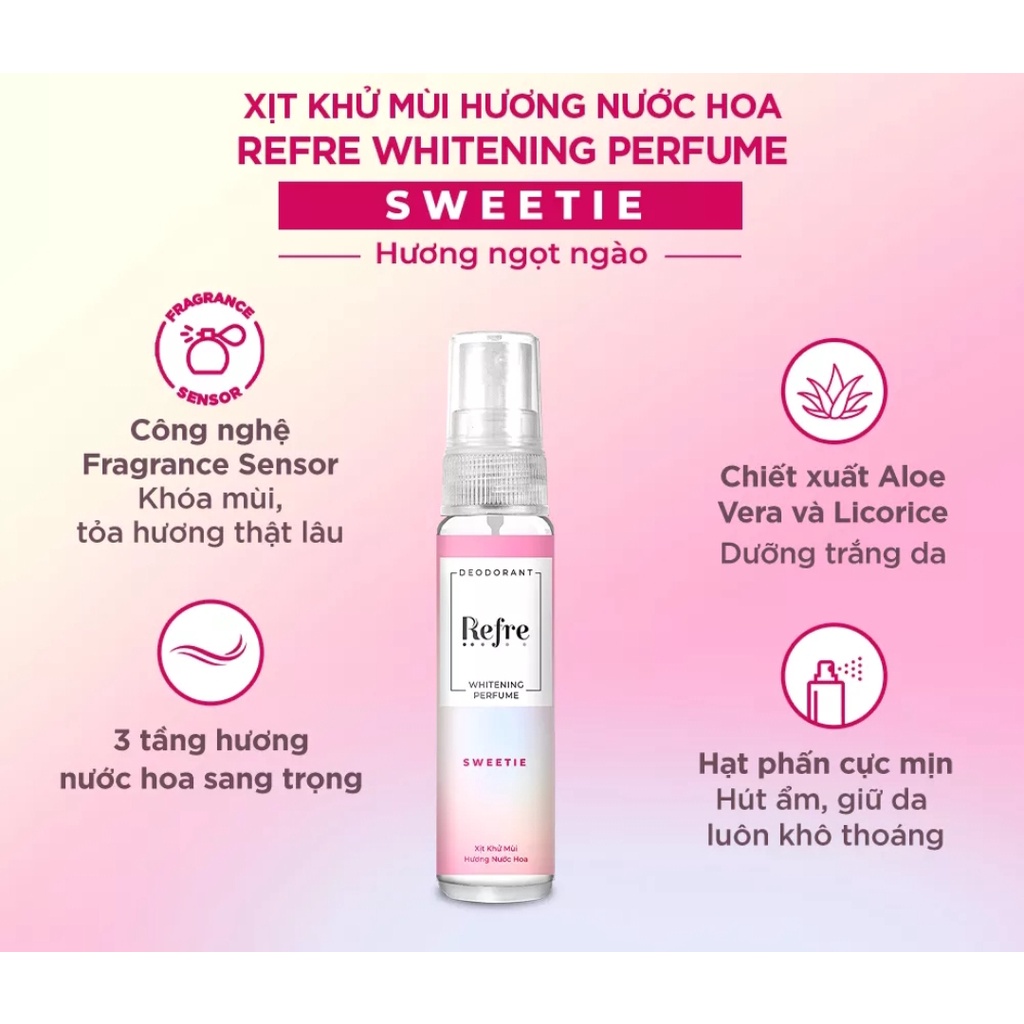 Xịt khử mùi Refre dưỡng trắng hương nước hoa Refre 30ml