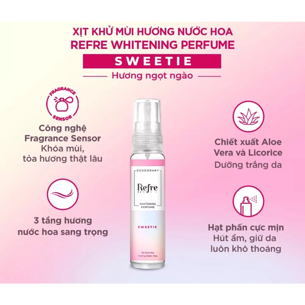 [Mẫu Mới]Xịt khử mùi Refre dưỡng trắng hương nước hoa Refre 30ml