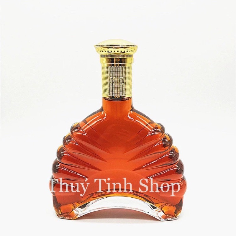 Chai, Bình Đựng Rượu Thủy Tinh Đẹp Cao Cấp 750ml Nắp Vàng. Mẫu XO số 1