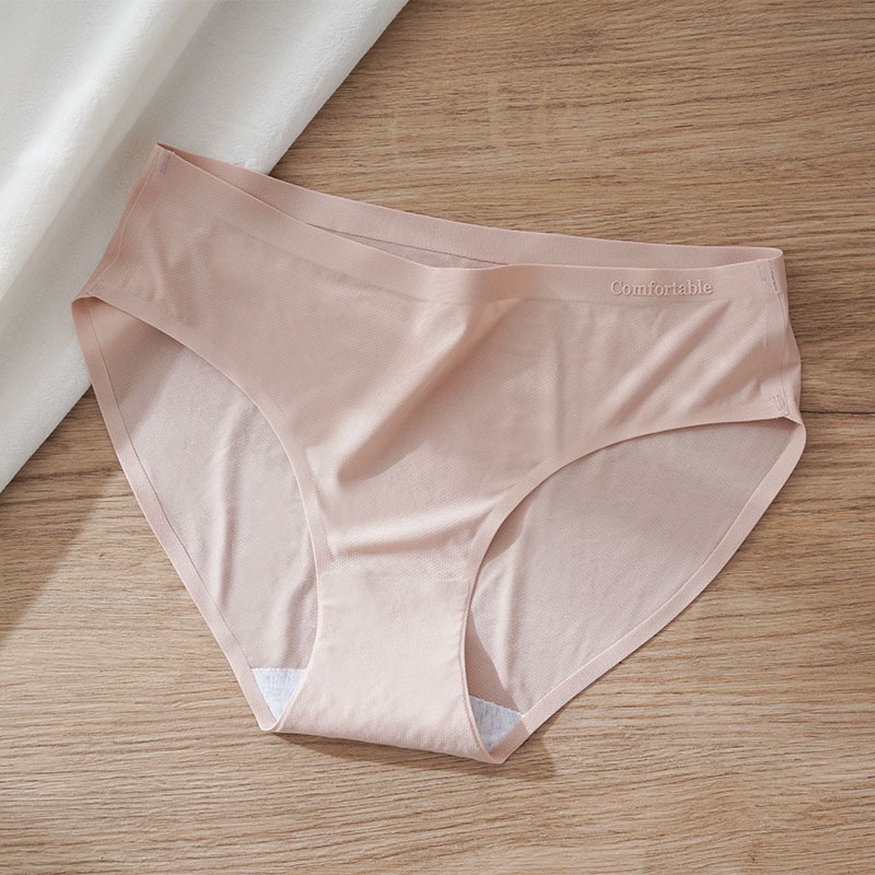 Bộ 4 Quần Lót cotton Lụa Lạnh Không Đường May Kháng Khuẩn Thoáng Khí Phong Cách Nhật Bản