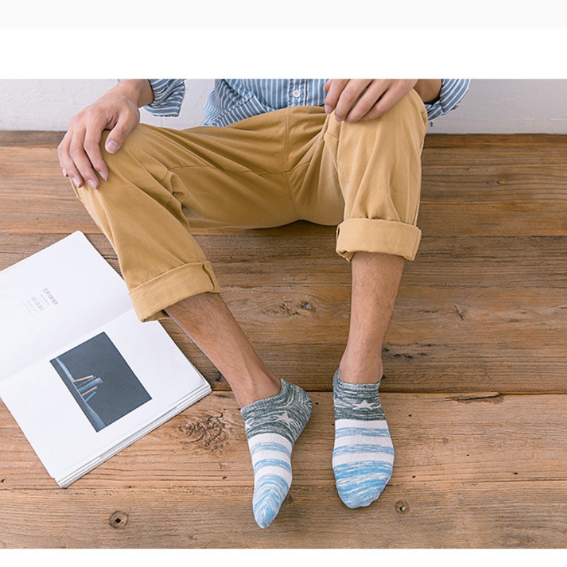 Set 5 đôi tất cotton cổ thấp phong cách đơn giản tiện dụng cho nam