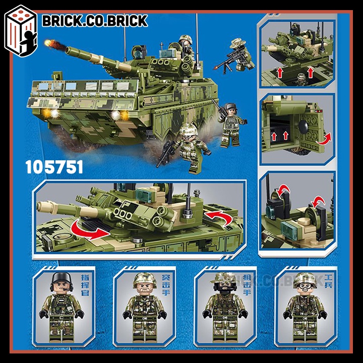 Đồ chơi Xếp hình Xe Tăng Quân đội Hạng nặng Lắp ráp Military Army Building Blocks 105751
