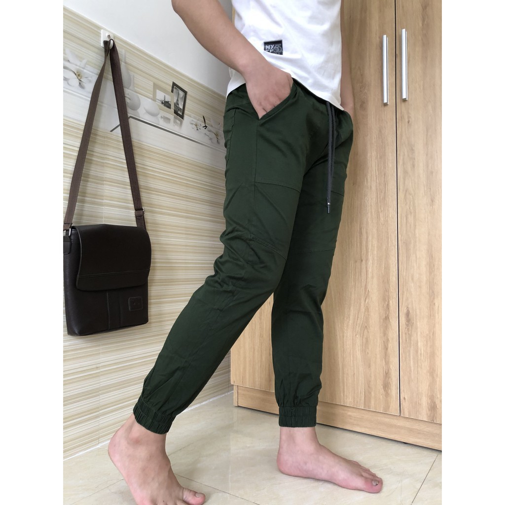 Quần jogger kaki nam nữ xanh rêu cao cấp