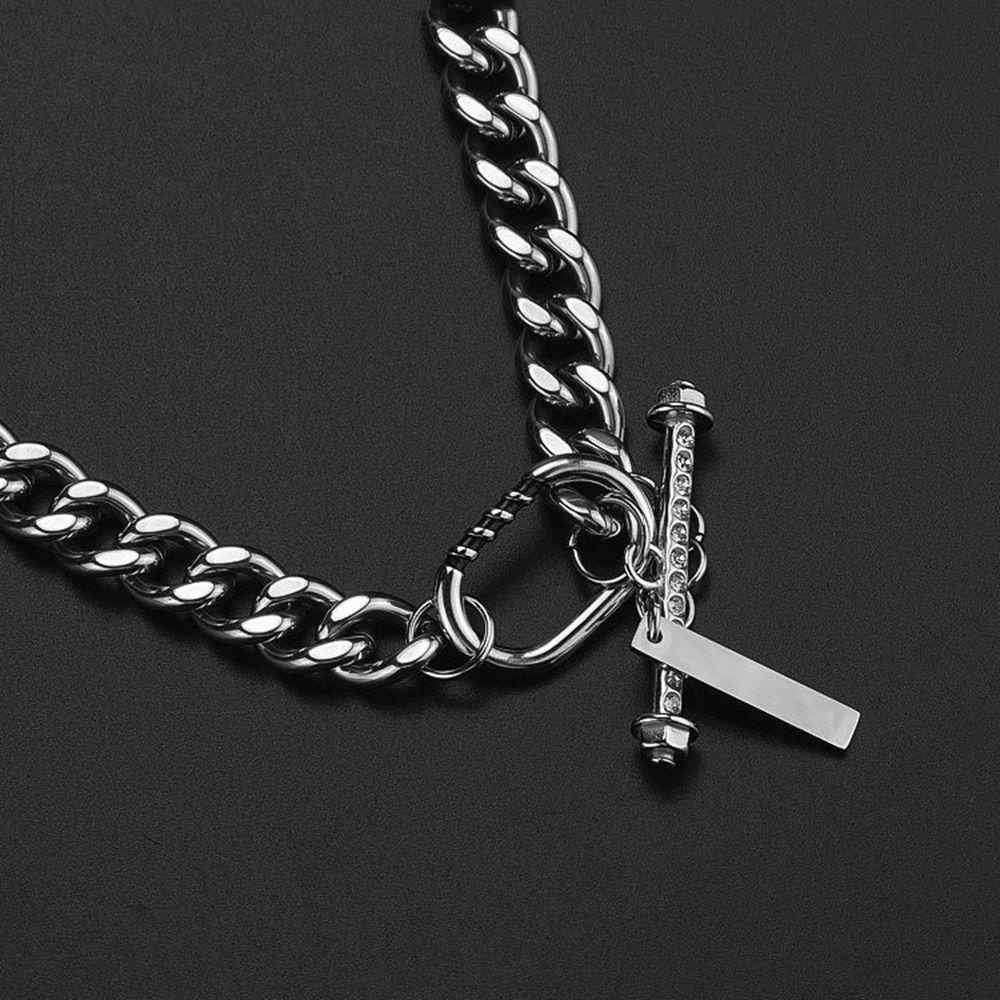 USNOW Vòng cổ Bạc Phong Cách Hip hop Hàn Quốc Cá Tính Cho Nam Nữ