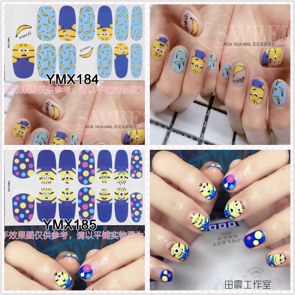 Giấy dán móng trang trí DIY hoạt hình 3D hoa lá hình học đa dạng