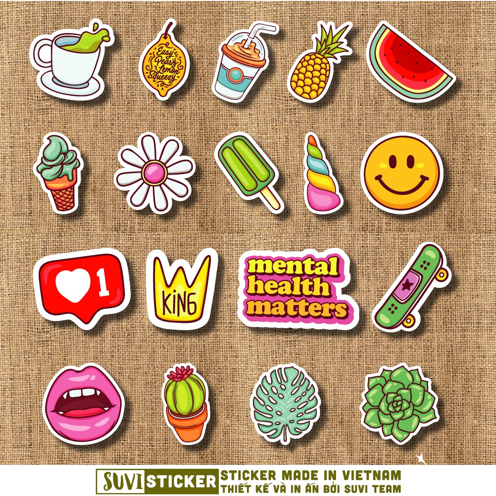 50 Sticker Nhiều Thể Loại 1 chống nước sticker dán laptop, điện thoại, đàn guitar, mũ bảo hiểm, vali. MSP: K05