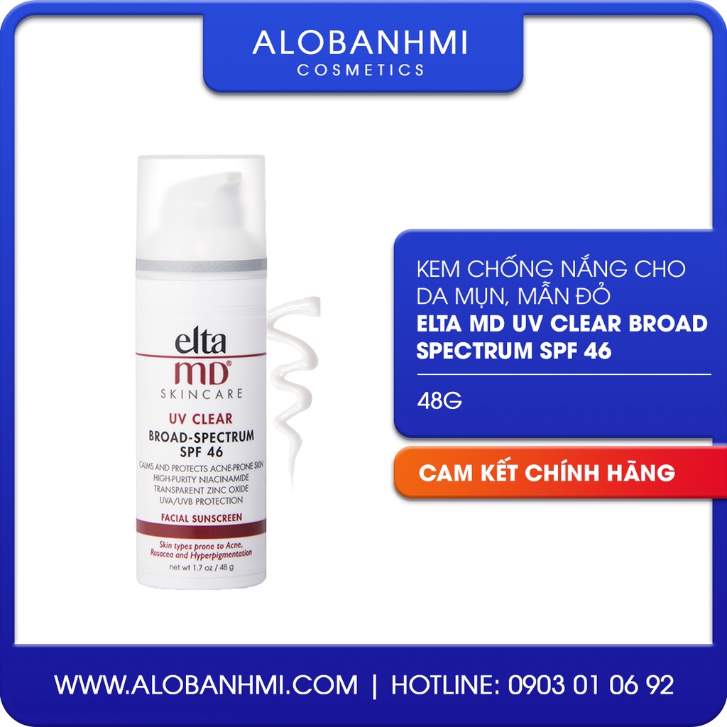 Kem chống nắng ELTA MD cho da mụn, mẫn đỏ 𝐔𝐕 𝐂𝐥𝐞𝐚𝐫 𝐁𝐫𝐨𝐚𝐝-𝐒𝐩𝐞𝐜𝐭𝐫𝐮𝐦 𝐒𝐏𝐅 𝟒𝟔 (48g)