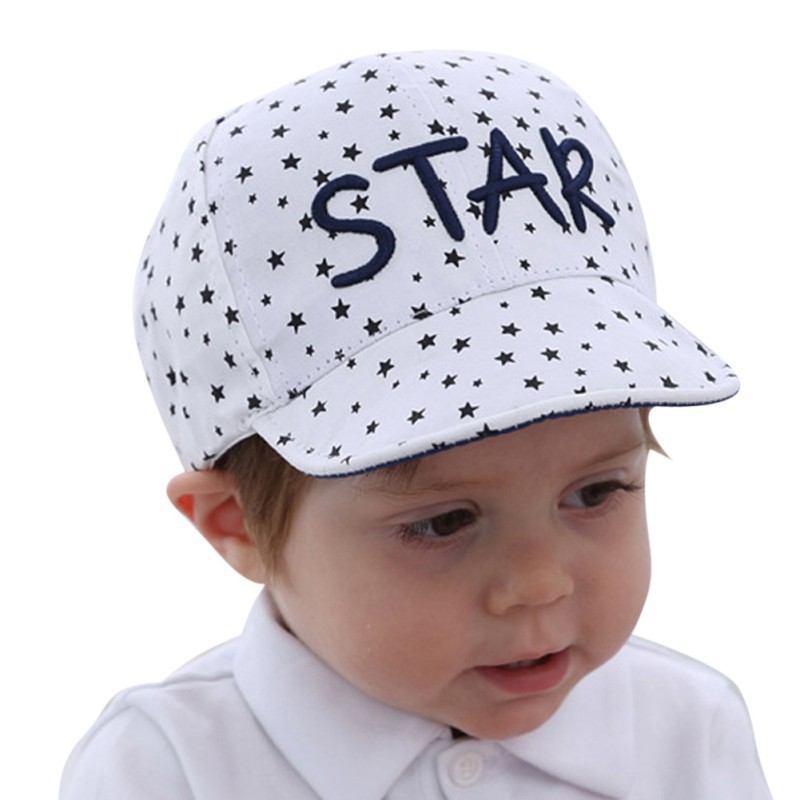 Nón vải họa tiết ngôi sao thêu chữ dễ thương cho bé
