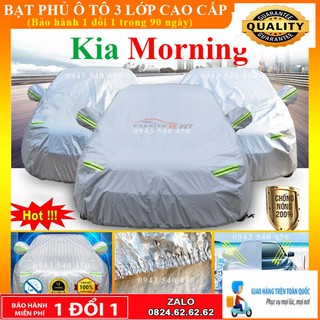 Bạt Phủ ô tô Kia Morning Cao Cấp Cách Nhiệt, Chống Nước, Chống Trộm Gương hàng loại 1
