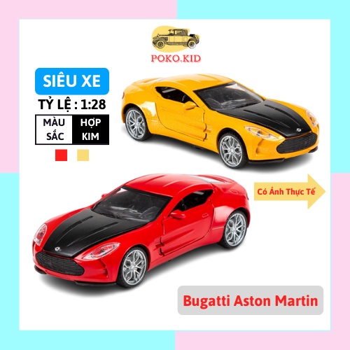 Đồ Chơi Ô tô Mô Hình Kim Loại Bugatti Aston Martin Tỷ Lệ 1:28 Siêu Rẻ POKO KID