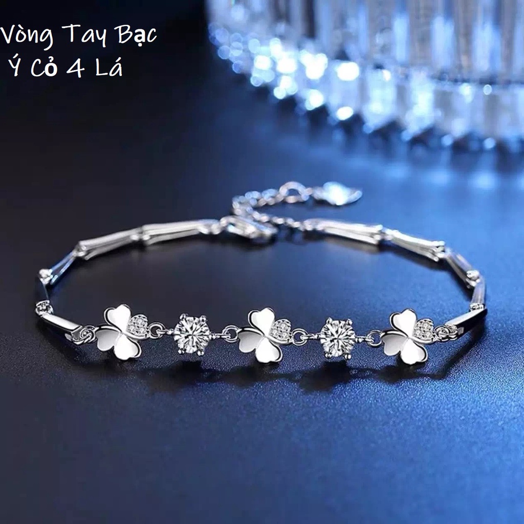 Lắc Tay Nữ Bạc Ý S925 Cỏ 4 lá Sang Trọng Quí Phái LTBACCO4LA