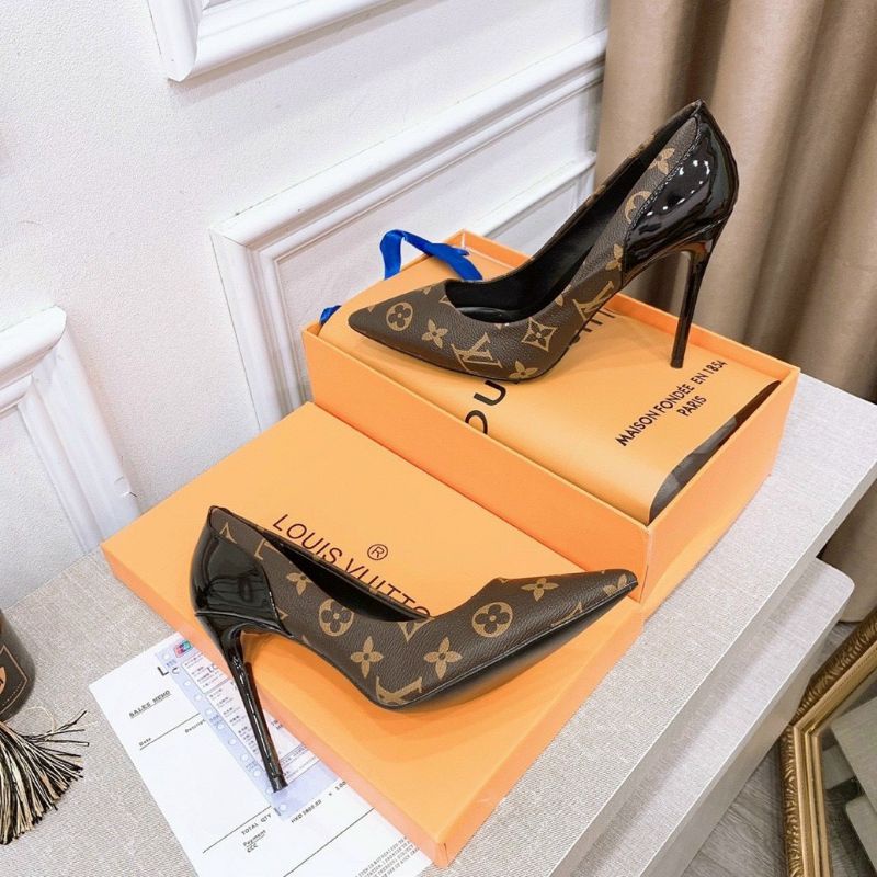 h Giày Cao Gót 10p l.v Da Mềm Êm Gót Bóng Fullbox Bill Túi Hãng Cao Cấp