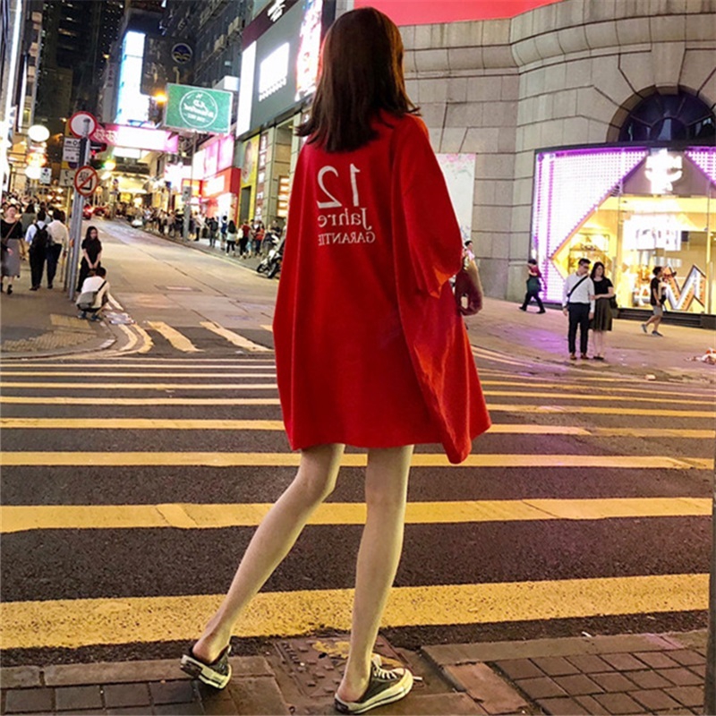 Áo thun nữ ngắn tay in chữ thời trang phong cách Hàn Quốc