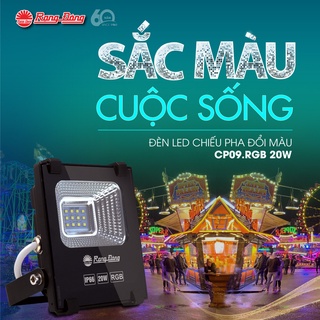 Đèn LED chiếu pha đổi màu cảnh quan CP09.RGB 20W chính hãng Rạng Đông trang trí không gian nhiều màu sắc đặt ngoài trời