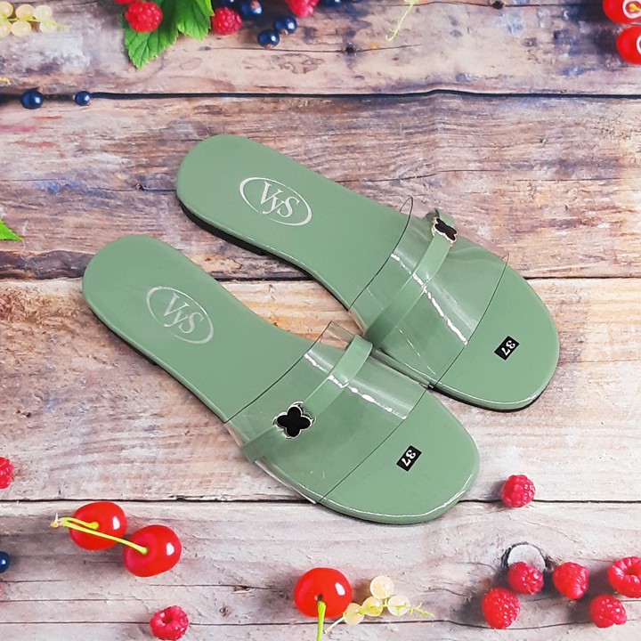 Dép lê bệt nữ quai ngang trang trí logo bươm kiểu dáng xinh xắn thời trang VYS TA3851 (Nhiều màu)
