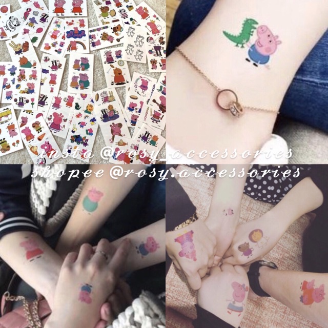 ROSY - HÌNH XĂM DÁN TATTOO MINI PEPPA PIG CUTE (ẢNH THẬT Ở SAU!!!)