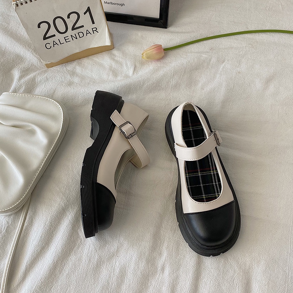 GIÀY MARRY JANE DA LÌ PHỐI MÀU ĐẾ 3CM