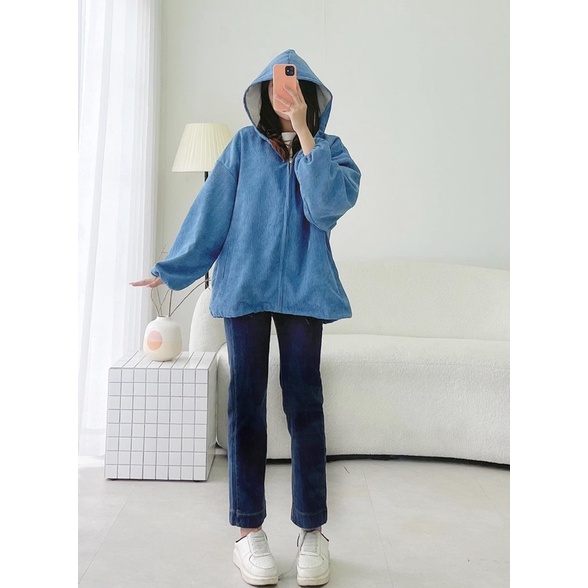 ÁO KHOÁC NHUNG TĂM 2 LỚP DÀY DẶN DÂY RÚT TỰ ĐIỀU CHỈNH