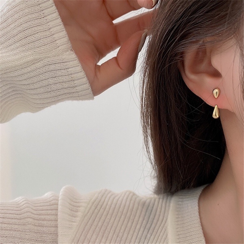 Khuyên Tai Kim Loại Hình Giọt Nước Vintage Thời Trang Hàn Quốc 2022 Mới