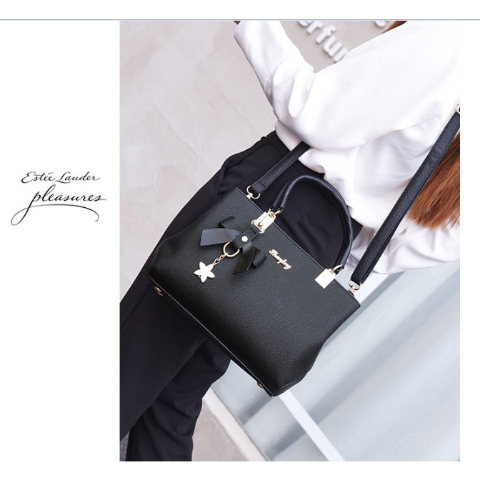 Túi xách nữ công sở Túi đeo vai da sần đính nơ LILA DNO22