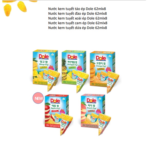 Nước kem tuyết trái cây ép Dole gói 62ml