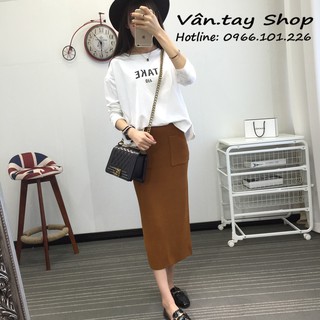 Chân váy len dệt kim