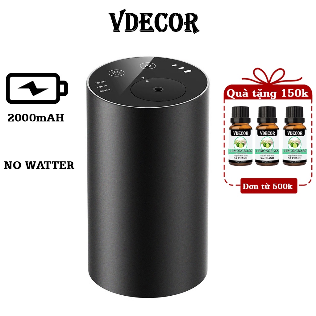 [Hàng cao cấp] Máy Xông Tinh Dầu Ô Tô Vdecor  Trực Tiếp (Không Dùng Nước) pin 2000mAH Cho Ô tô, Xe Hơi