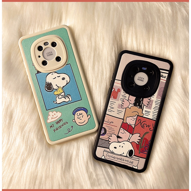 Cute Casing OPPO Reno 7 Z 6 5 Pro 4G 5G A53 A33 A15 A15S A52 A72 A92 A7 A5S A12 A11K A9 A5 2020 F11 Reno7 Reno6 Reno5 Cartoon Snoopy Lambskin Airbag Fine Hole Anti-fall Soft Phone Case KQ 17