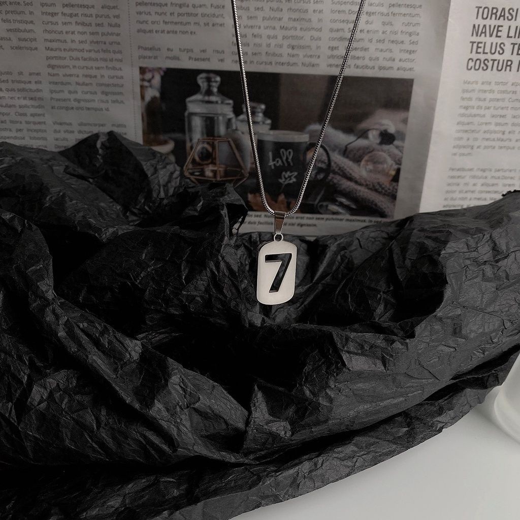 Vòng cổ thép titan mặt hình số 7 phong cách Hàn Quốc