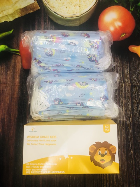 Lốc khẩu trang cái hình Unicoin,khủng long,gấu trúc cho bé