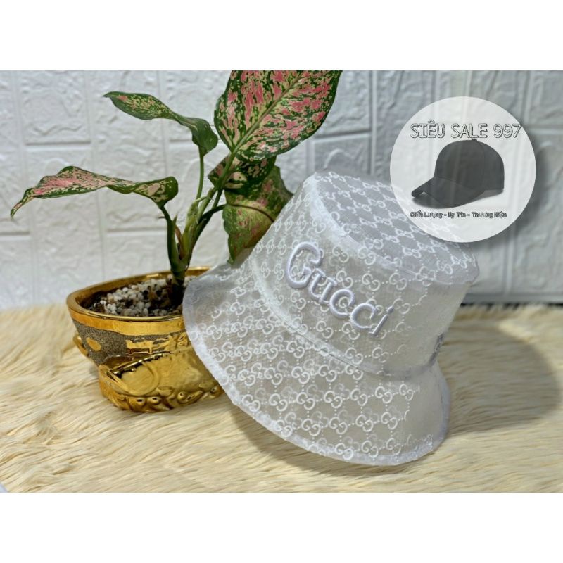 MŨ BUCKET RỘNG VÀNH CHẤT LƯỚI SANG CHẢNH THÊU GGCC CAO CẤP, MŨ BUCKET TIKTOK HOT TREND