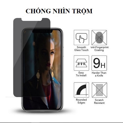 Kính cường lực chống nhìn trộm full màn iPhone ⚡𝐁𝐀̉𝐎 𝐌𝐀̣̂𝐓⚡ miếng dán iphone chống nhìn trộm bảo vệ tuyệt đối, riêng tư