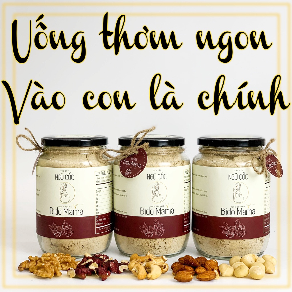 Bột Ngũ Cốc Bà Bầu Giúp Con Tăng Cân Bido Mama Cao Cấp Siêu Dinh Dưỡng, Không Đường, 25 Loại Hạt Dinh Dưỡng, 600 gram