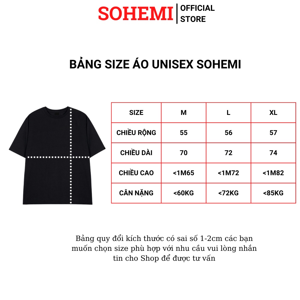 Áo thun unisex basic TEE phom rộng tay lỡ dành cho nam nữ SOHEMI