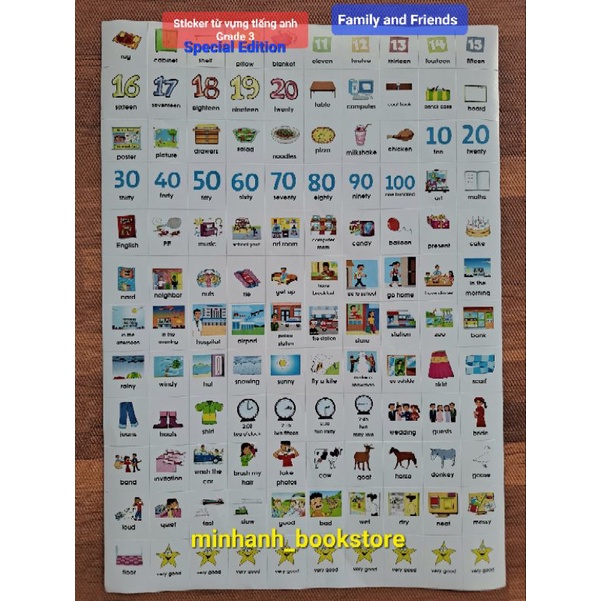 Sticker từ vựng Tiếng Anh Family and Friends Special Grade 3