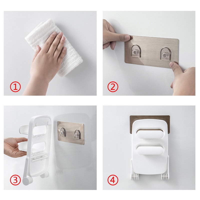 Giá Đỡ Cuộn Khăn Giấy Bằng Nhựa Không Cần Khoan Tiện Dụng Cho Gia Đình