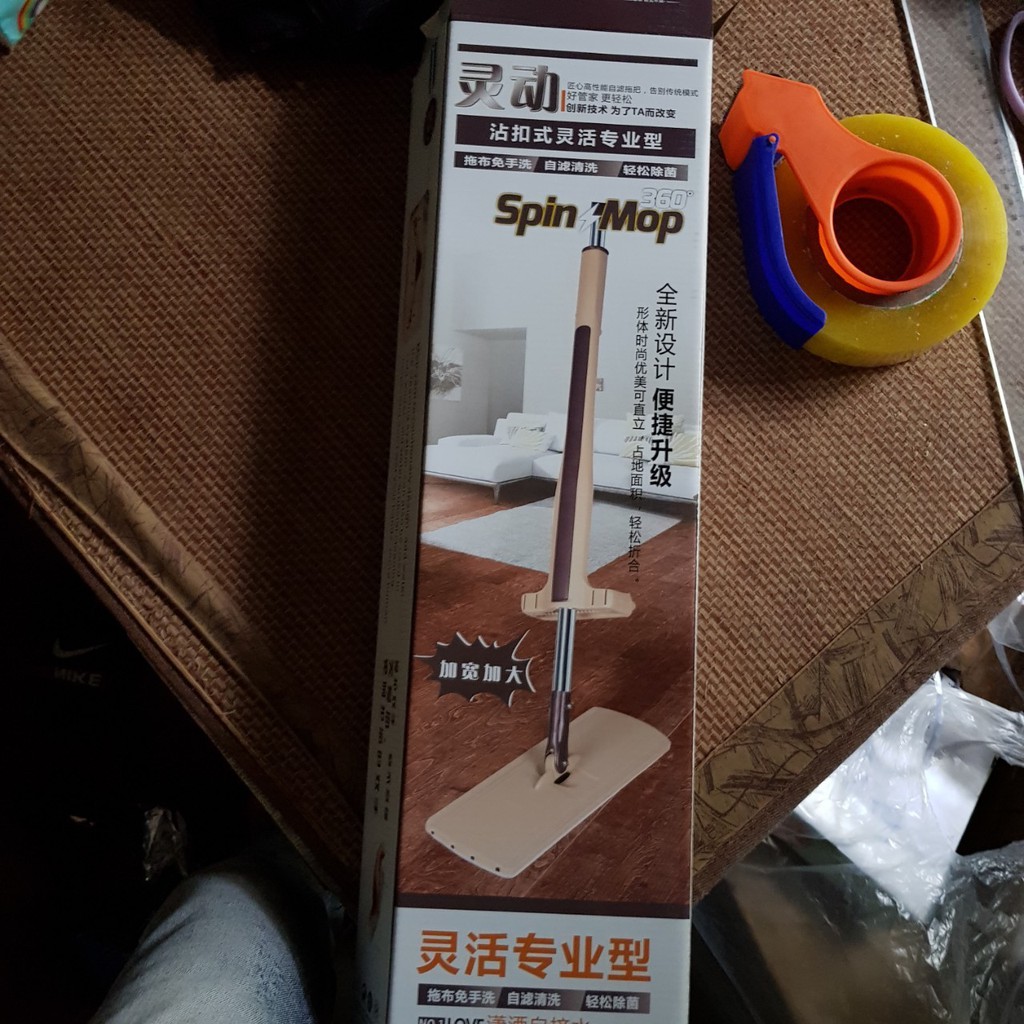 Cây lau nhà tự vắt phẳng thông minh Spin Mop xoay 360 độ - Tặng 1 bông lau HD365