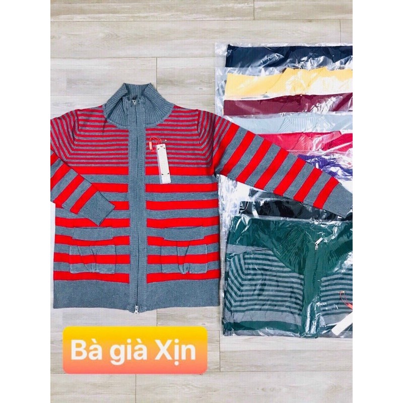 Áo khoác thun len sọc trung niên hàng QC xịn | BigBuy360 - bigbuy360.vn