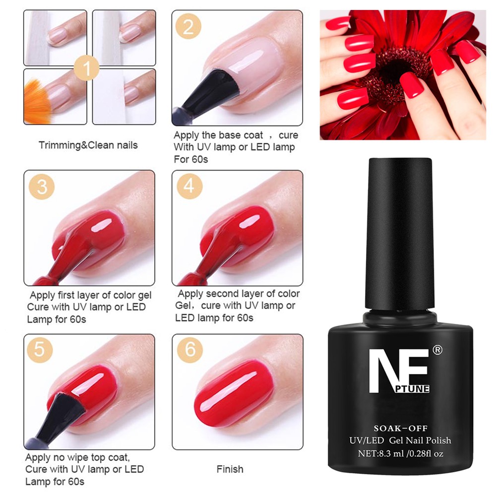 Sơn gel 4 Chai Màu kết hợp cố định 7.3ML