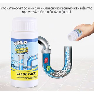 Bột thông cống, bột thông tắc bồn rửa đa năng lọ 100gr | Bột tẩy đa năng