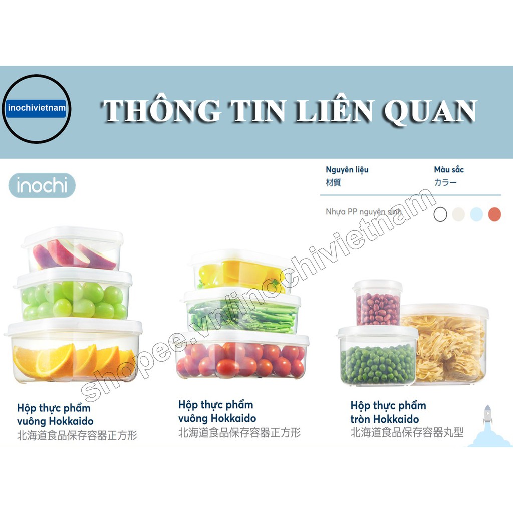 [Quà Tặng Móc Dán]Bộ 3 Hộp Đựng Thức ăn Thực Phẩm Hokkaido inochi Nhựa Cao Cấp Để Tủ Lạnh Giữ Nhiệt BOHTP