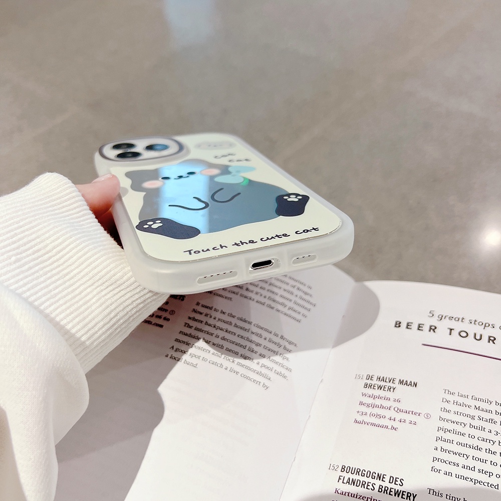 Ốp Điện Thoại Chống Sốc Tráng Gương Họa Tiết Mèo Cho iPhone 11 12 13 Pro max mini XS max xr 7 8 se2020 plus