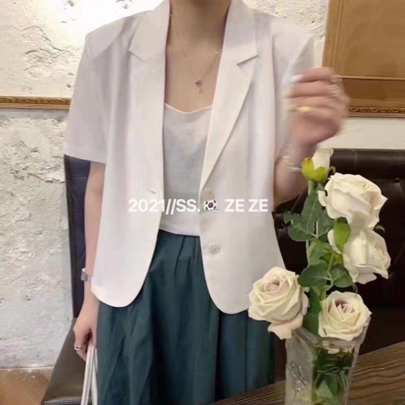 Áo vest ngắn tay dáng ngắn phong cách Hàn Quốc