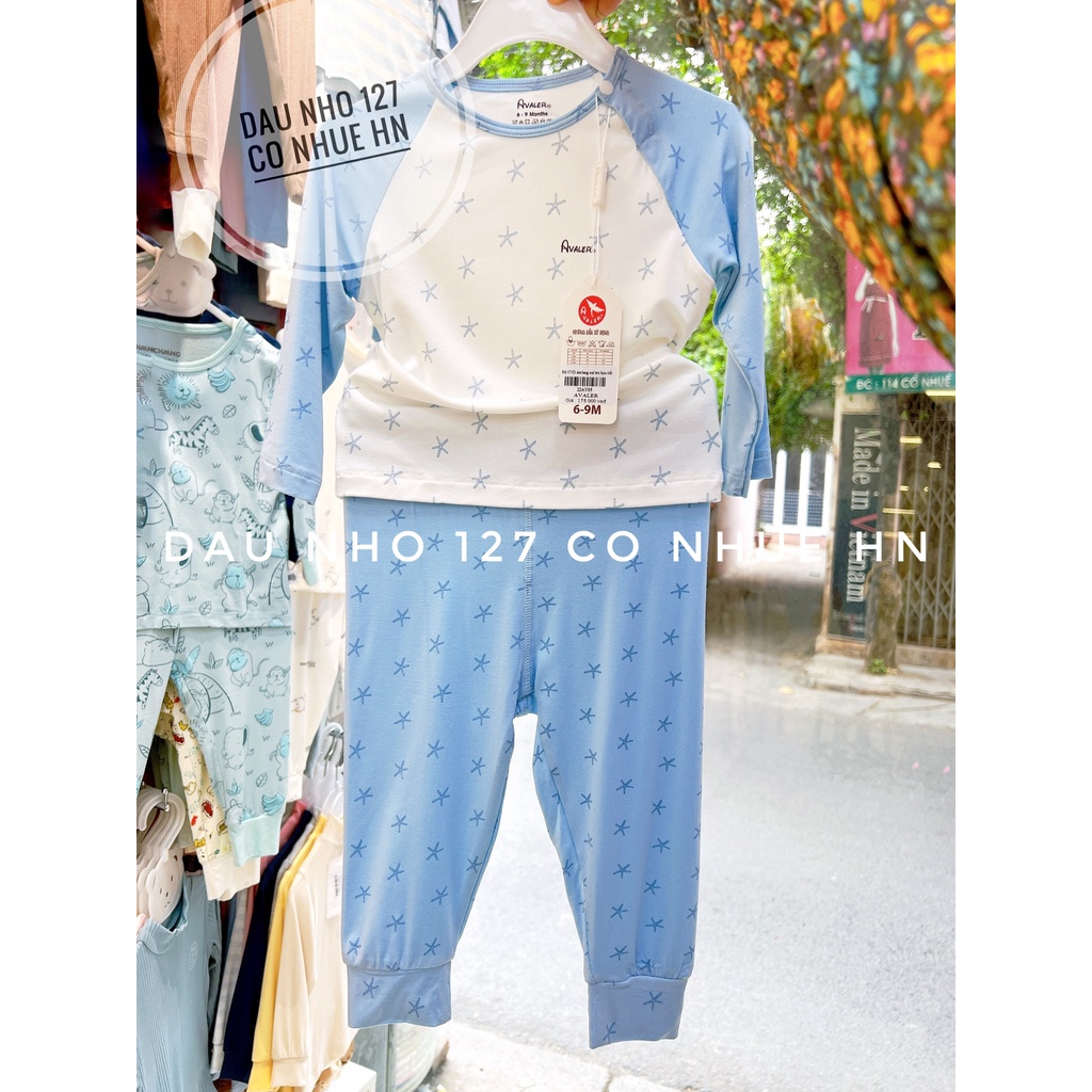 {AVALER} Bộ dài tay cài vai họa tiết cho bé chính hãng
