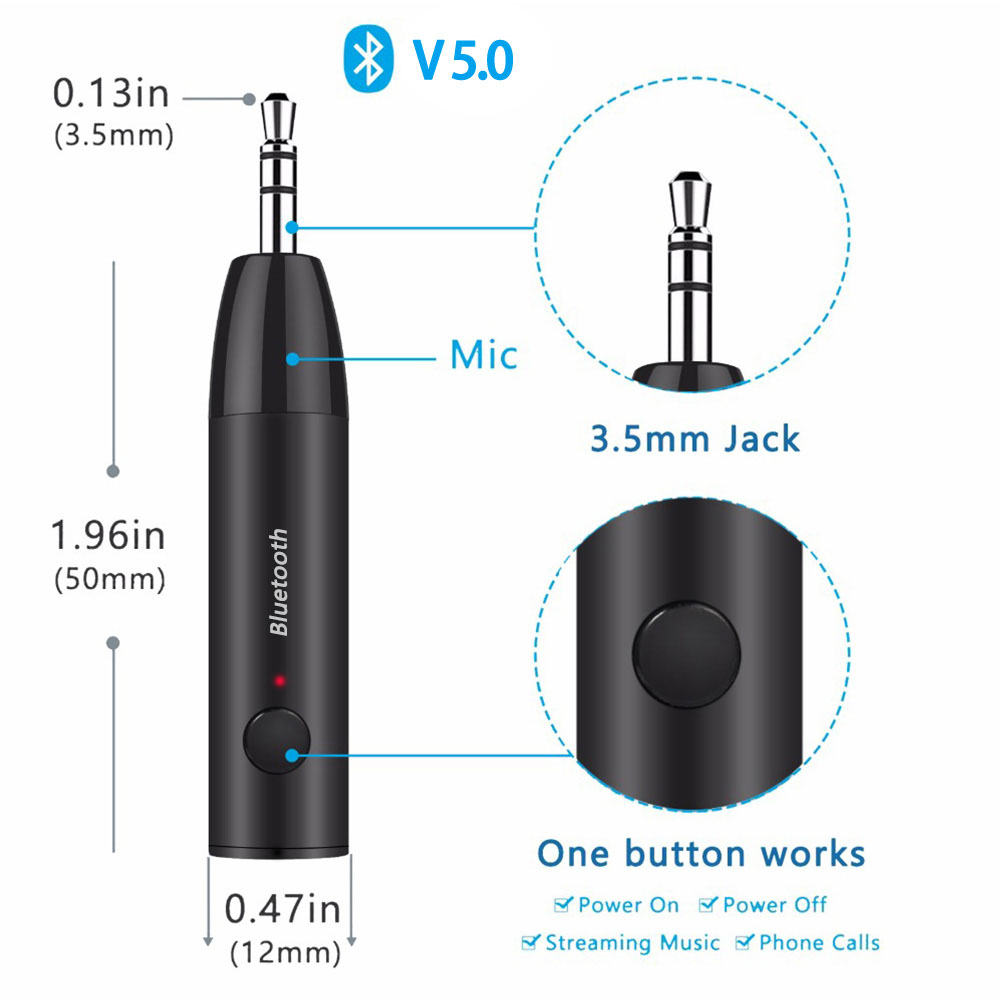 Thiết Bị Nhận Tín Hiệu Âm Thanh Bluetooth 5.0 Giắc Cắm 3.5mm