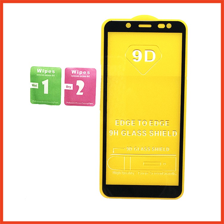 Kính cường lực Samsung A6 2018 , Kính cường lực full màn hình, Ảnh thực shop tự chụp, tặng kèm bộ giấy lau kính