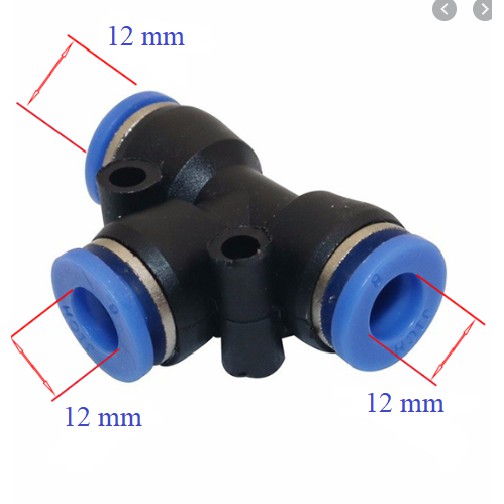 Cút nối nhanh chữ T ống 6mm, 8mm, 10mm, 12mm